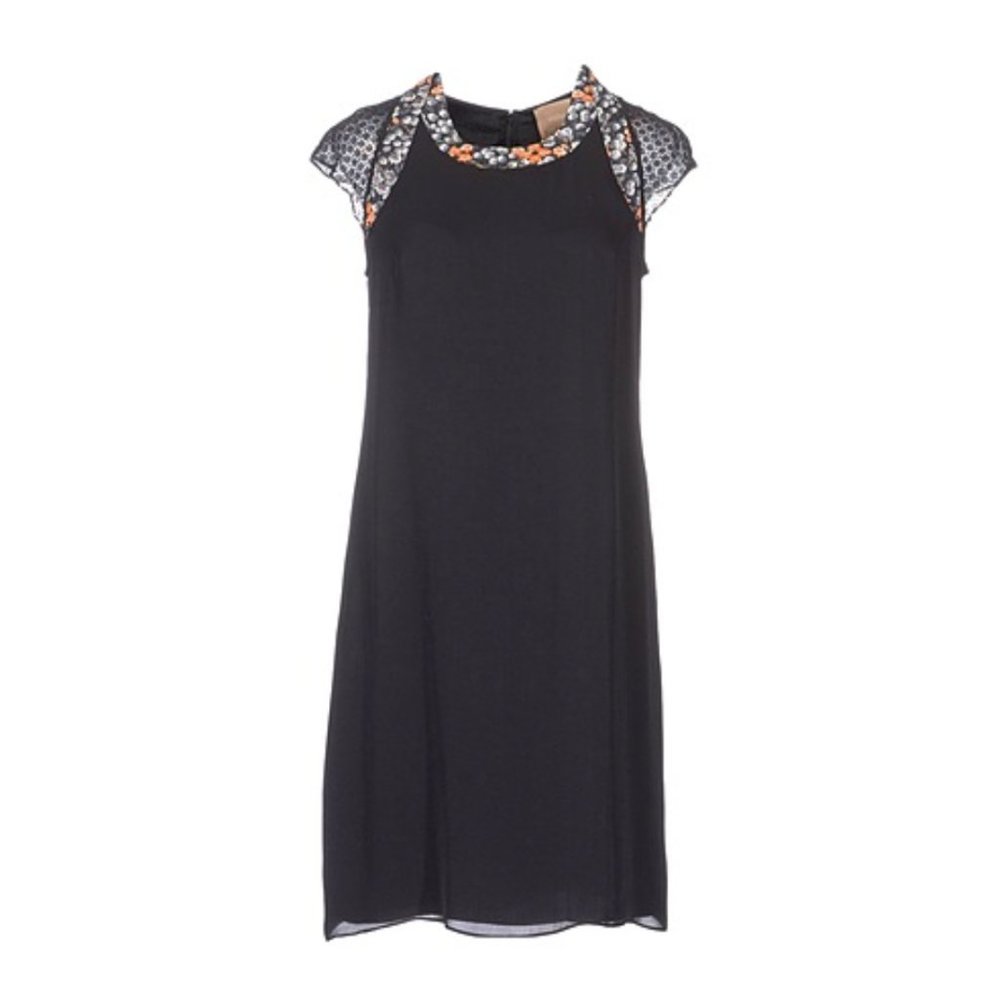 Size 4 Kristina Ti Entre Deux black silk cocktail dress, knee length